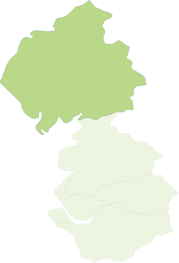 map showing the five counties region, Cumbria is highlighted