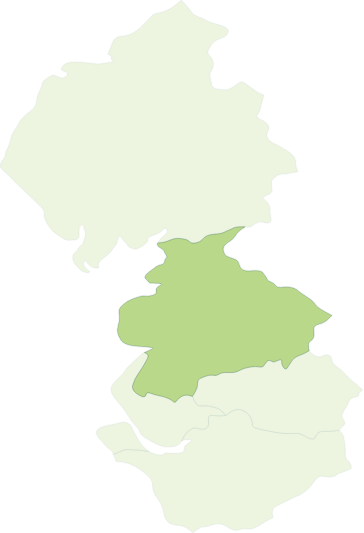 map showing the five counties region, Lancashire is highlighted